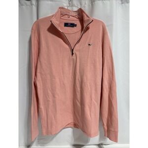 Vineyard Vines Peach M Pullover Sweater 1/4 Zip Golf Preppy Long sleeve‎